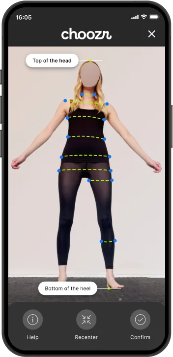 Choozr Body Measurements Screen